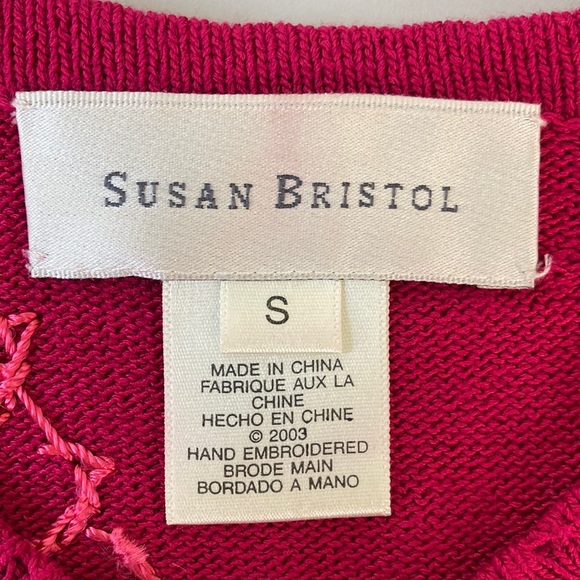 Vintage Magenta Pink Hand Embroidered Floral Knit Sweater - Picture 9 of 14